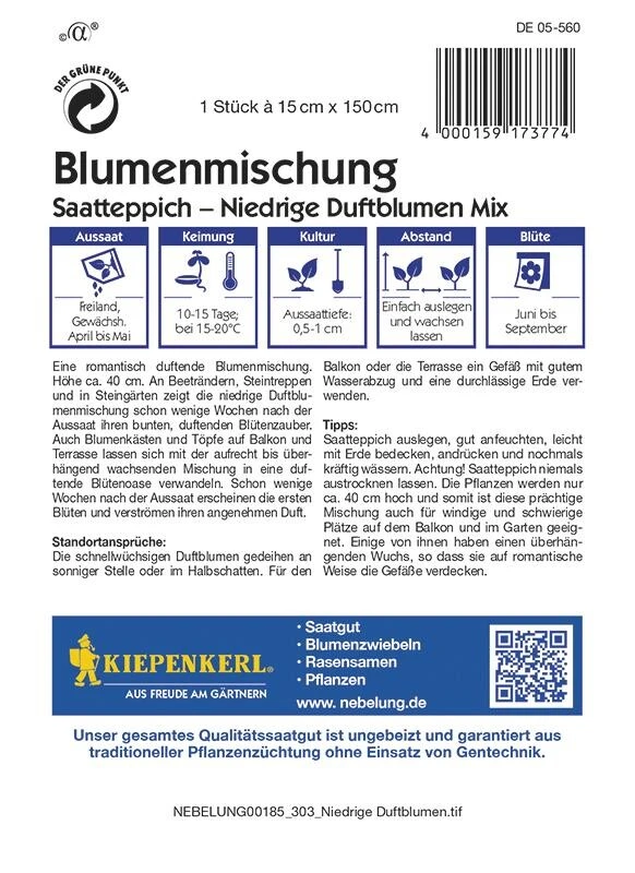 Blumenmischung Niedrige Duftblumen Mix Saatteppich (15cm X 150cm) 4 Blumenmischung Niedrige Duftblumen Mix Saatteppich (15cm X 150cm) – Bild 2