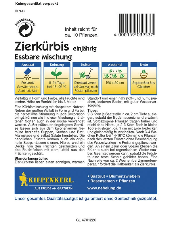 Cucurbita Pepo Zierkürbis Essbare Zierkürbismischung 4 Cucurbita Pepo Zierkürbis Essbare Zierkürbismischung – Bild 2