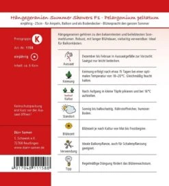 Dürr Hängegeranien Mischung F1, Einjährig, Portionssaatgut, Inhalt: 6 Korn