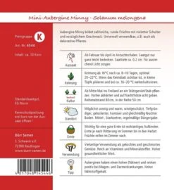Dürr Mini-Aubergine Minny, Bildet Viele Violette Früchte -Samenshop24 Elegant Boutique duerr mini aubergine minny2