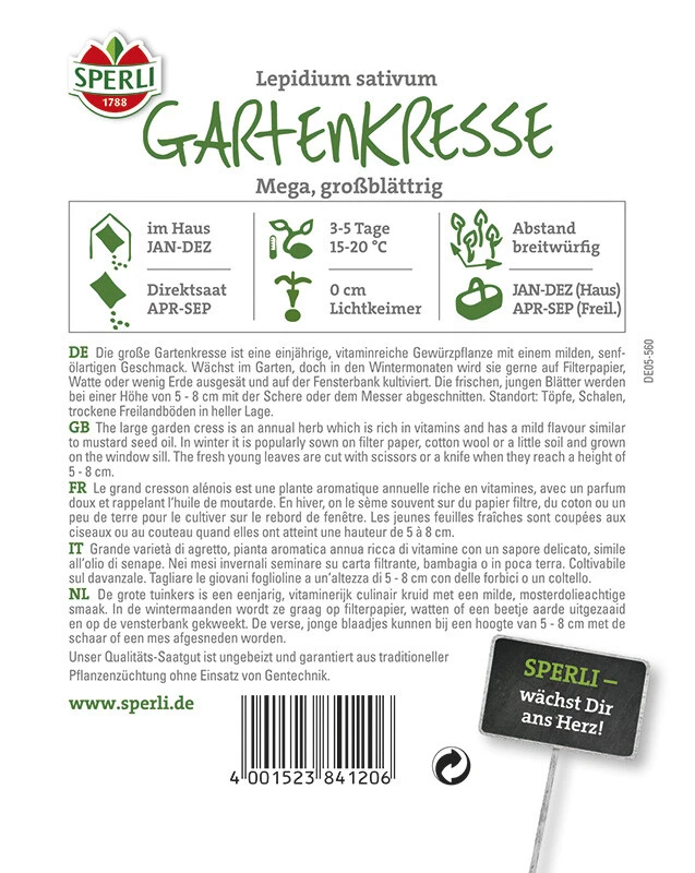 Gartenkresse Mega, MaxiPack 50 G, Gartenkresse, Vitaminreiche Gewürzpflanze, Milder Geschmack Maxi 3 Gartenkresse Mega, MaxiPack 50 G, Gartenkresse, Vitaminreiche Gewürzpflanze, Milder Geschmack Maxi