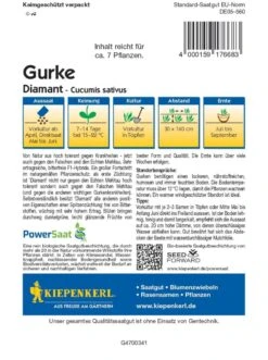 Gurke Diamant (PowerSaat) Hoch Tolerant, Ertragreich & Bitterfrei -Samenshop24 Elegant Boutique gurke diamant 12