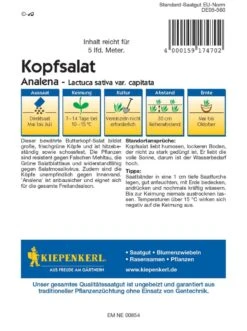 Kopfsalat Analena Saatband, Hitzebeständige Sorte Bildet Große Köpfe, Widerstandfähig -Samenshop24 Elegant Boutique kopfsalat analena2