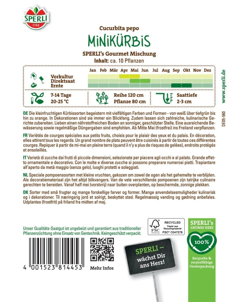 Minikürbis SPERLI's Gourmet Mischung, Formreiche Mischung, Essbar & Dekorativ, Saatgut Von Sperli 3 Minikürbis SPERLI's Gourmet Mischung, Formreiche Mischung, Essbar & Dekorativ, Saatgut Von Sperli