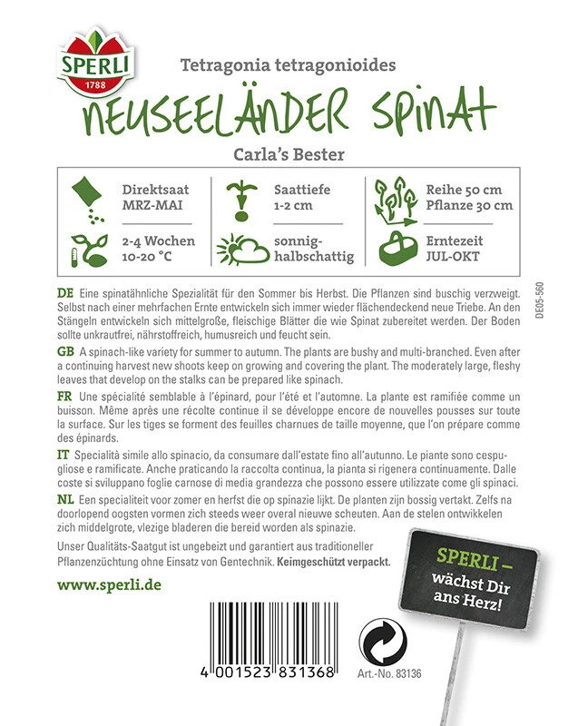 Neuseeländer Spinat Carla’s Bester, Spinatähnliche Spezialität Für Die Ernte Im Sommer Und Herbst 4 Neuseeländer Spinat Carla’s Bester, Spinatähnliche Spezialität Für Die Ernte Im Sommer Und Herbst – Bild 2