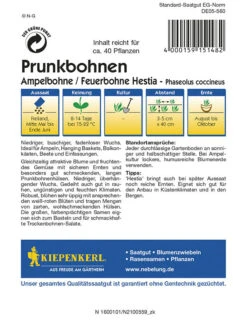 Prunkbohnen Hestia (Ampelbohne) Attraktive Blume Und Wohlschmeckendes Gemüse. Mit Sicherer Ernte -Samenshop24 Elegant Boutique prunkbohnen hestia2