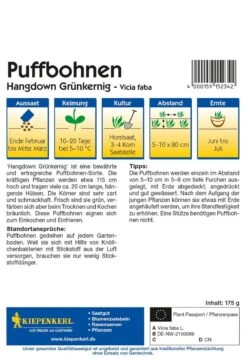 Puffbohne Hangdown Grünkernig (Vorteilspack), Inhalt: 175 Gr., Eine Bewährte Und Ertragreiche Sorte, Zum Kochen Und Einfrieren
