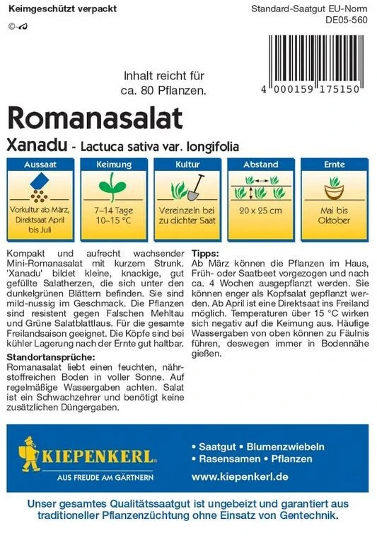 Mini-Romanasalat Xanadu, Für Knackige Salatherzen, Auch Für Kleine Gärten Und Kübel, Resistent Gegen Falschen Mehltau 3 Mini-Romanasalat Xanadu, Für Knackige Salatherzen, Auch Für Kleine Gärten Und Kübel, Resistent Gegen Falschen Mehltau