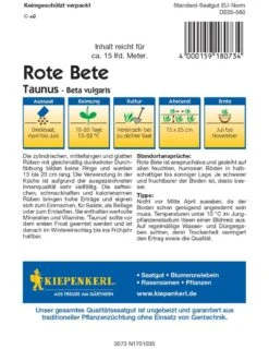 Rote Bete Taunus F1, Walzenförmige Saftreiche Rübe, Keine Ringbildung, Lagerfähig, F1-Hybride -Samenshop24 Elegant Boutique rote bete taunus2