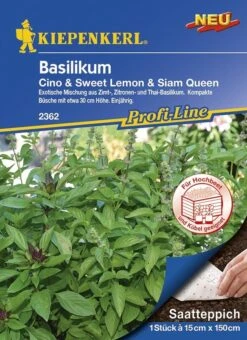 Saatteppich Basilikum Cino (Zimt), Sweet Lemon (Zitrone), Siam Queen (Thai) (15cm X 150cm) -Samenshop24 Elegant Boutique saatteppich basilikum