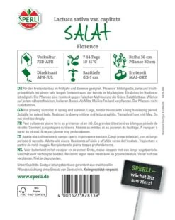 Salat Florence, Für Den Freilandanbau Im Frühjahr Und Sommer Geeignet, Resistent, Hochbeet Geeignet -Samenshop24 Elegant Boutique salat florence2