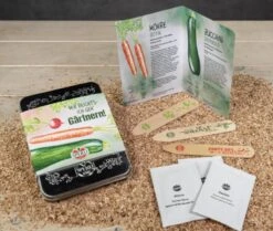 Sperli Gemüse Anzuchtset Inkl. 3 Stecketiketten In Metallkiste, Möhre, Zucchini & Radieschen