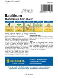 Thaibasilikum Siam Queen, Blühendes Wurzelkraut, Für Balkon Terrasse Und Kräutergarten -Samenshop24 Elegant Boutique thaibasilikum siam queen2