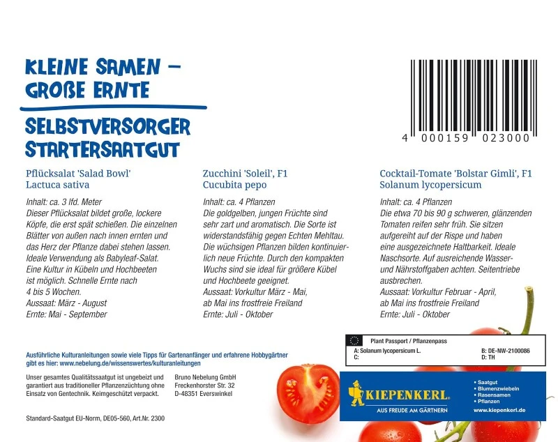 Thementüte Selbstversorger – Lust Auf Eigene Ernte, Inhalt: Salat, Zucchini Und Cocktail-Tomaten 5 Thementüte Selbstversorger – Lust Auf Eigene Ernte, Inhalt: Salat, Zucchini Und Cocktail-Tomaten – Bild 3