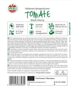 Tomate Black Cherry, Dunkelrote Liebhabersorte Mit Sehr Aromatischem Geschmack, Sehr Ertragreich -Samenshop24 Elegant Boutique tomate black cherry2