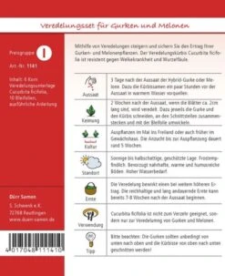 Veredelungs-Set Für Gurken Und Melonen (Veredelungsunterlage), Inkl. Anleitung 5 Veredelungs-Set Für Gurken Und Melonen (Veredelungsunterlage), Inkl. Anleitung -Samenshop24 Elegant Boutique veredlungsset guke melone duerr2