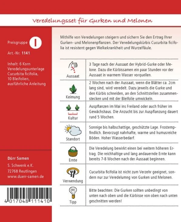 Veredelungs-Set Für Gurken Und Melonen (Veredelungsunterlage), Inkl. Anleitung 4 Veredelungs-Set Für Gurken Und Melonen (Veredelungsunterlage), Inkl. Anleitung – Bild 2